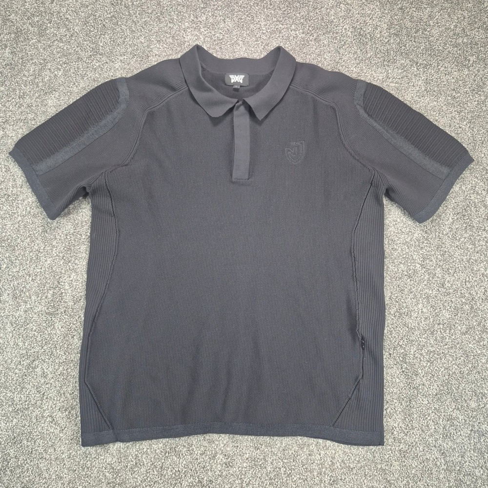 PXG Parsons Xtreme Golf Polo Shirt Mens XL Black Heavy Knit Ball Pocket‎